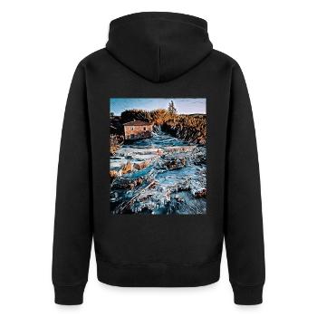 Cascades du Mulino, Italie - Veste à capuche bio Premium Unisexe - noir - Dos - Nico (187cm)