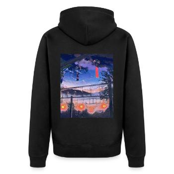 The Mountains of Japan - Unisex Premium Organic Zip Hoodie - black - Back - Nico (187cm)