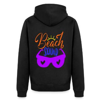 Strand-Truppe - Unisex Premium Bio Zip Hoodie - Schwarz - Hinten - Nico (187cm)