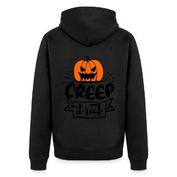 Creep it Real - Unisex Premium Organic Zip Hoodie - black - Back - Nico (187cm)