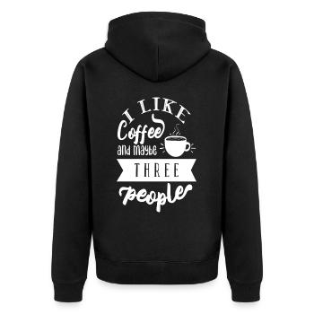 J’aime le café et peut-être trois personnes - Veste à capuche bio Premium Unisexe - noir - Dos - Nico (187cm)