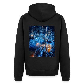 Promenade forestière, Japon - Veste à capuche bio Premium Unisexe - noir - Dos - Nico (187cm)