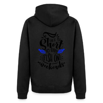 La vie est trop courte pour ne pêcher que le week-end - Veste à capuche bio Premium Unisexe - noir - Dos - Nico (187cm)