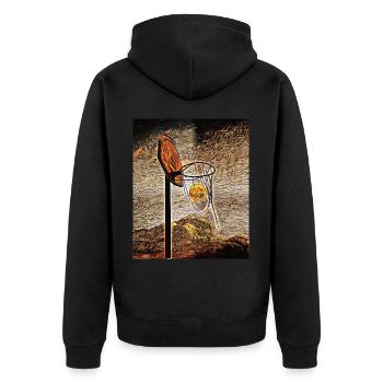 Moonlight Basketball - Unisex Premium Organic Zip Hoodie - black - Back - Nico (187cm)