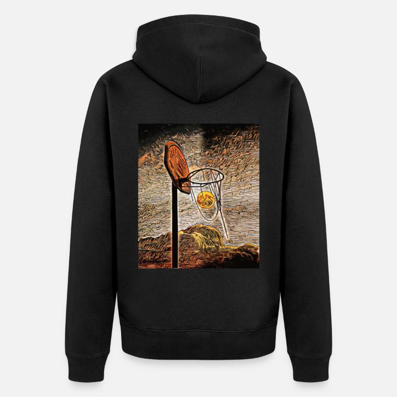 Basket-ball au clair de lune - Veste à capuche bio Premium Unisexe - noir