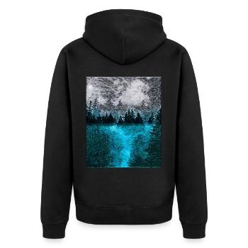 Tranquil Forest at Night - Unisex Premium Organic Zip Hoodie - black - Back - Nico (187cm)