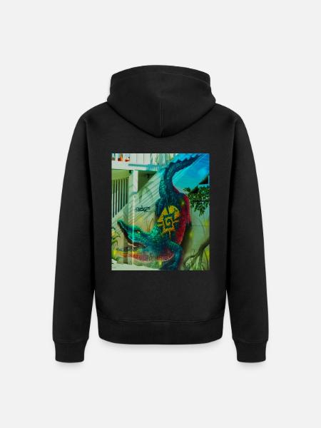 Crocodile Mural, Mexico City - Unisex Premium Organic Zip Hoodie - black