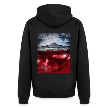Berg Fuji, Japan - Unisex Premium Bio Zip Hoodie - Schwarz - Hinten - Nico (187cm)