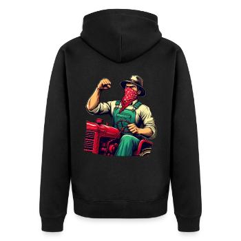 Vintage Rural Revolutionary Tractor - Unisex Premium Organic Zip Hoodie - black - Back - Nico (187cm)