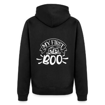 Mein erster Boo - Halloween-Kürbisse - Unisex Premium Bio Zip Hoodie - Schwarz - Hinten - Nico (187cm)