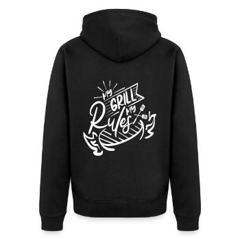 Mon Grill, mes Règles - Veste à capuche bio Premium Unisexe - noir - Dos - Nico (187cm)