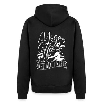 Yoga & Coffee are all I need - Unisex Premium Organic Zip Hoodie - black - Back - Nico (187cm)