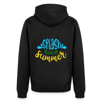 Planschen Sie in den Sommer - Unisex Premium Bio Zip Hoodie - Schwarz - Hinten - Nico (187cm)