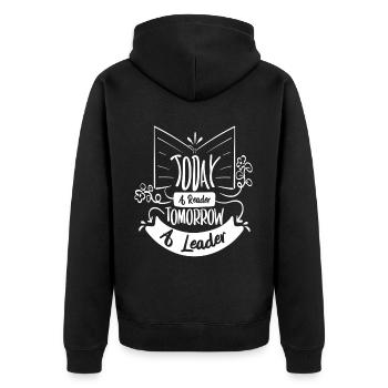 Aujourd’hui lecteur, demain leader - Veste à capuche bio Premium Unisexe - noir - Dos - Nico (187cm)