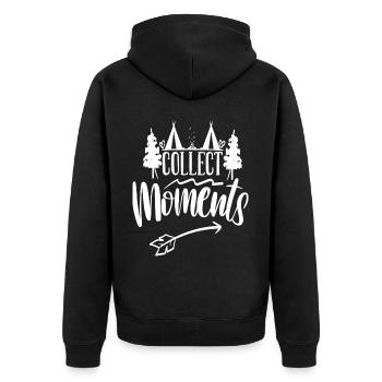 Momente sammeln - Camping Love - Unisex Premium Bio Zip Hoodie - Schwarz - Hinten - Nico (187cm)