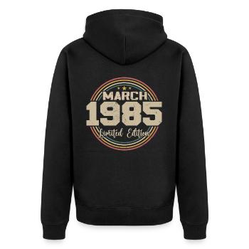 Awesome seit März 1934 Geburtstag 1934 Geschenk - Unisex Premium Bio Zip Hoodie - Schwarz - Hinten - Nico (187cm)