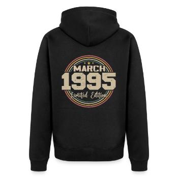 Awesome seit März 1934 Geburtstag 1934 Geschenk - Unisex Premium Bio Zip Hoodie - Schwarz - Hinten - Nico (187cm)