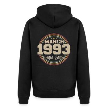 Awesome seit März 1934 Geburtstag 1934 Geschenk - Unisex Premium Bio Zip Hoodie - Schwarz - Hinten - Nico (187cm)