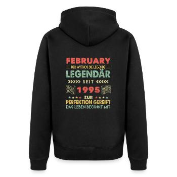 29e anniversaire février Vintage 1995 idée cadeau - Veste à capuche bio Premium Unisexe - noir - Dos - Nico (187cm)