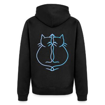 Katze Vintage Paar Katzen Retro Vintage - Unisex Premium Bio Zip Hoodie - Schwarz - Hinten - Nico (187cm)