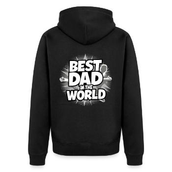 Bester Papa für immer zum Vatertag od. Geburtstag - Unisex Premium Bio Zip Hoodie - Schwarz - Hinten - Nico (187cm)