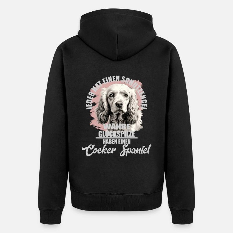 Englischer Cocker Spaniel Spruch - Unisex Premium Bio Zip Hoodie - Schwarz
