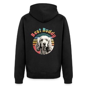Cocker anglais meilleur ami - Veste à capuche bio Premium Unisexe - noir - Dos - Nico (187cm)