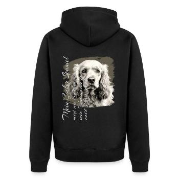 Englischer Cocker Spaniel lustiger Spruch - Unisex Premium Bio Zip Hoodie - Schwarz - Hinten - Nico (187cm)
