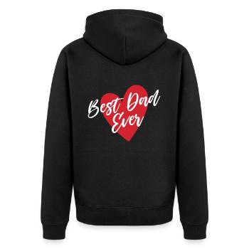 Bestes Papa-Herz aller Zeiten - Unisex Premium Bio Zip Hoodie - Schwarz - Hinten - Nico (187cm)