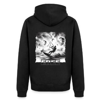 Kitesurfing - Unisex Premium Bio Zip Hoodie - Schwarz - Hinten - Nico (187cm)