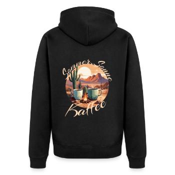 Sommer Sonne Kaffee und Kakteen - Unisex Premium Bio Zip Hoodie - Schwarz - Hinten - Nico (187cm)