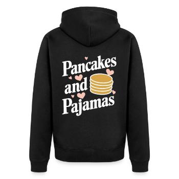 Pancakes Frühstück Essen Pancake - Unisex Premium Bio Zip Hoodie - Schwarz - Hinten - Nico (187cm)