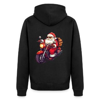 Weihnachtsmann Motorrad Sonnenbrille Weihnachten - Unisex Premium Bio Zip Hoodie - Schwarz - Hinten - Nico (187cm)