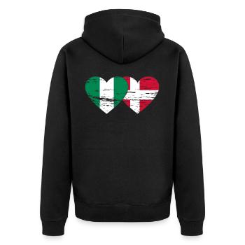 Nigeria Denmark Flag Heart Used - Unisex Premium Organic Zip Hoodie - black - Back - Nico (187cm)