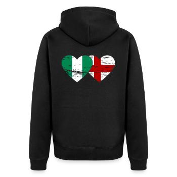 Nigeria Angleterre Drapeau Coeur Utilisé - Veste à capuche bio Premium Unisexe - noir - Dos - Nico (187cm)