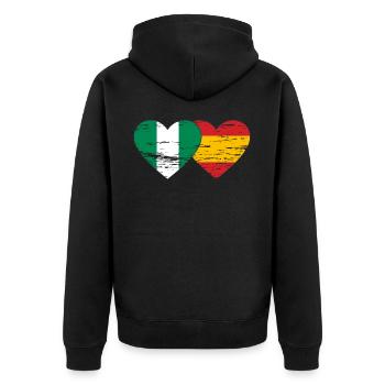 Nigeria Espagne Drapeau Coeur Utilisé - Veste à capuche bio Premium Unisexe - noir - Dos - Nico (187cm)