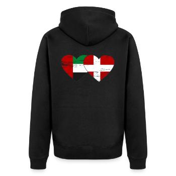 Vereinigte Arabische Emirate Dänemark Flagge Herz - Unisex Premium Bio Zip Hoodie - Schwarz - Hinten - Nico (187cm)