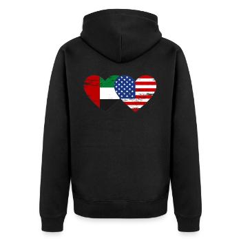 Émirats arabes unis États-Unis Drapeau Coeur - Veste à capuche bio Premium Unisexe - noir - Dos - Nico (187cm)