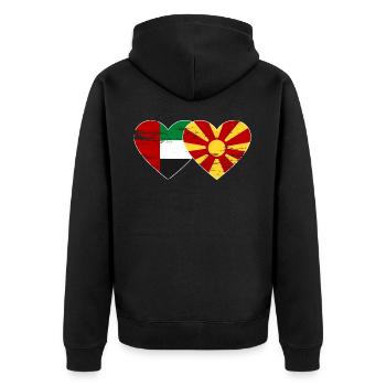 Vereinigte Arabische Emirate Mazedonien Flagge - Unisex Premium Bio Zip Hoodie - Schwarz - Hinten - Nico (187cm)