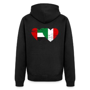 Émirats arabes unis Italie Drapeau Coeur - Veste à capuche bio Premium Unisexe - noir - Dos - Nico (187cm)