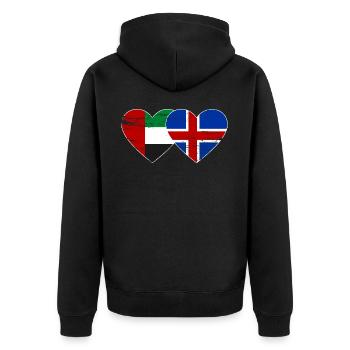 Émirats arabes unis Islande Drapeau Coeur - Veste à capuche bio Premium Unisexe - noir - Dos - Nico (187cm)