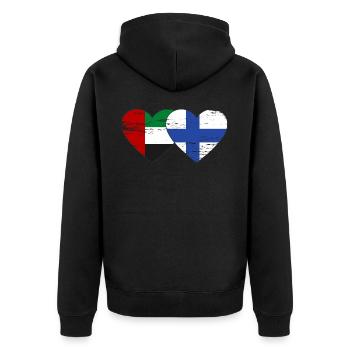 Émirats arabes unis Finlande Drapeau Coeur - Veste à capuche bio Premium Unisexe - noir - Dos - Nico (187cm)