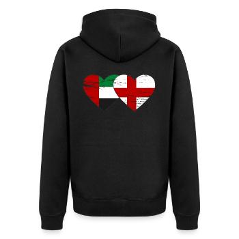 Vereinigte Arabische Emirate England Flagge Herz - Unisex Premium Bio Zip Hoodie - Schwarz - Hinten - Nico (187cm)