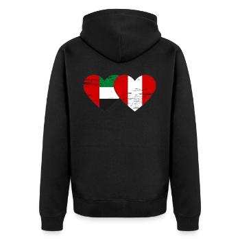 United Arab Emirates Peru Flag Heart Used - Unisex Premium Organic Zip Hoodie - black - Back - Nico (187cm)