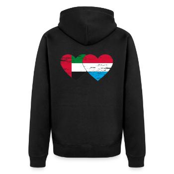 Émirats arabes unis Luxembourg Drapeau Coeur - Veste à capuche bio Premium Unisexe - noir - Dos - Nico (187cm)