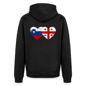 Slovénie Drapeau de la Géorgie coeur utilisé - Veste à capuche bio Premium Unisexe - noir - Dos - Nico (187cm)