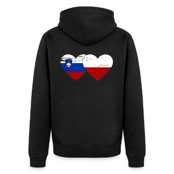 Slovénie Pologne drapeau coeur utilisé - Veste à capuche bio Premium Unisexe - noir - Dos - Nico (187cm)