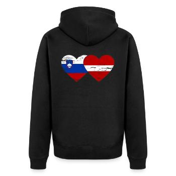 Slovénie Lettonie drapeau coeur utilisé - Veste à capuche bio Premium Unisexe - noir - Dos - Nico (187cm)