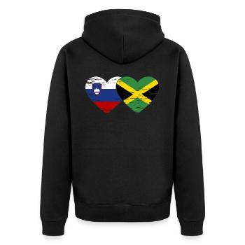 Slovénie Jamaïque drapeau coeur utilisé - Veste à capuche bio Premium Unisexe - noir - Dos - Nico (187cm)