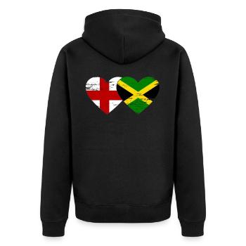 Angleterre Jamaïque drapeau coeur utilisé - Veste à capuche bio Premium Unisexe - noir - Dos - Nico (187cm)